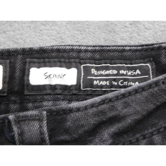 Miss Me Jeans Juniors 31 Black Skinny Animal Print Rhinestone Stretch Denim - Picture 3 of 6